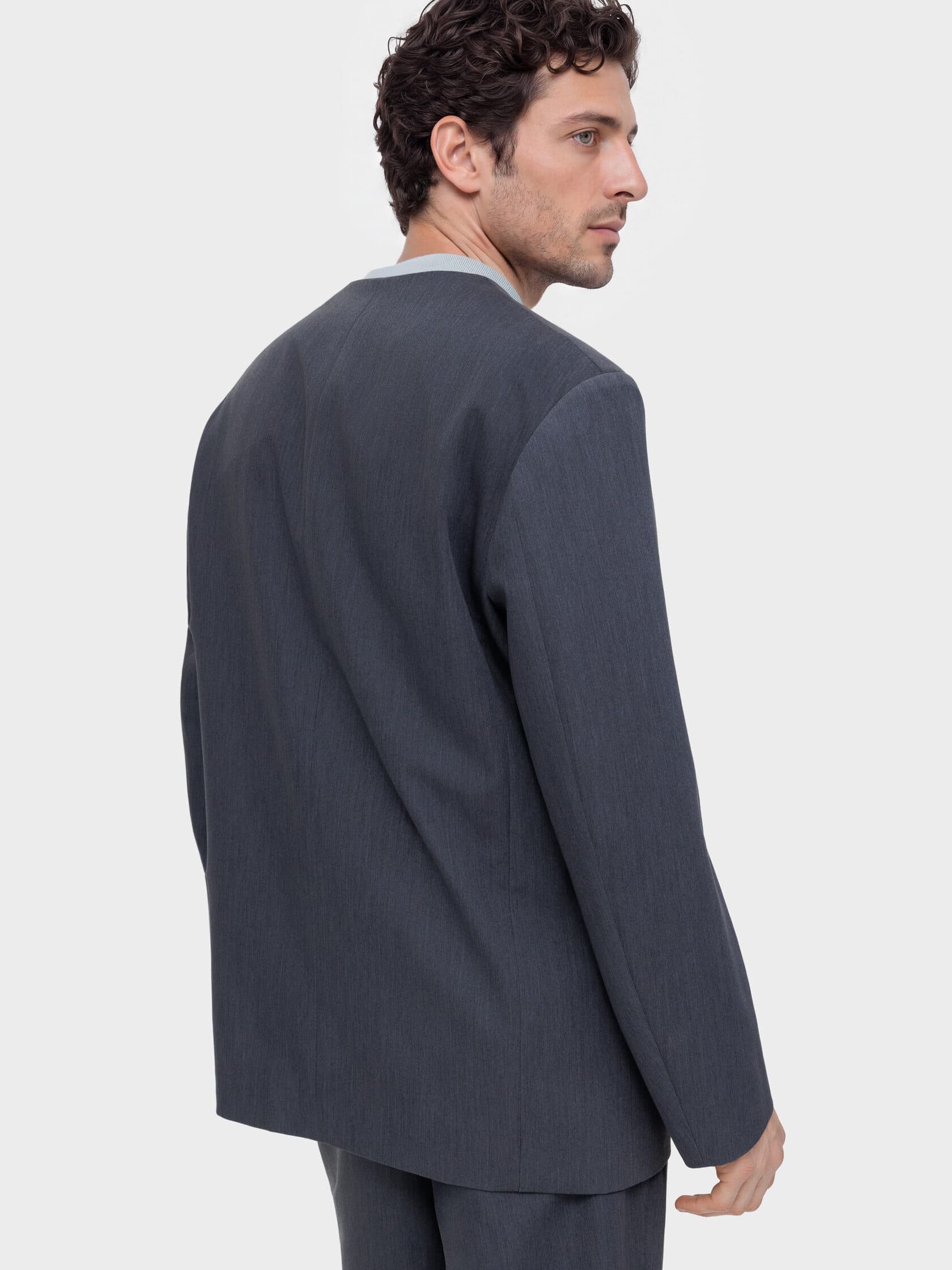 Костюм Collarless серого цвета — фото 4